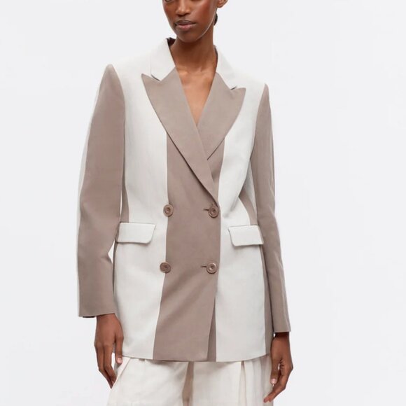 NWT Kotn Linen Station Blazer S – Birch Brindle Stripe, Minimalist Chic - Picture 1 of 5